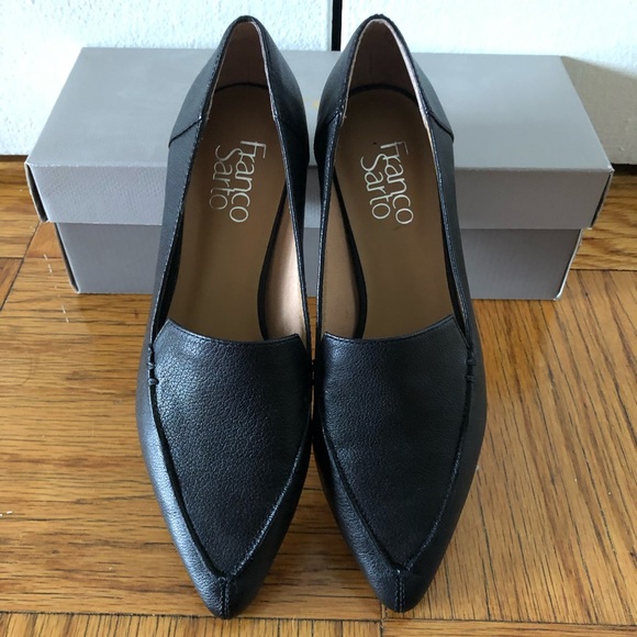 Franco Sarto Shoes - Franco Sarto Black Leather Starland Flat